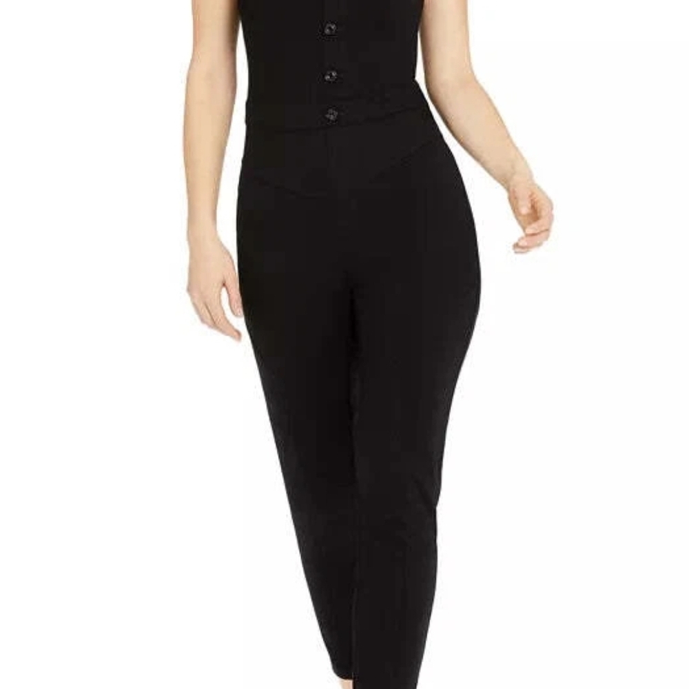 Guess Elegant Black Button-Up Jumpsuit